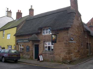 Pub with a thatched roof.  