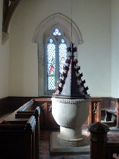 The font in Clipsham Church.  